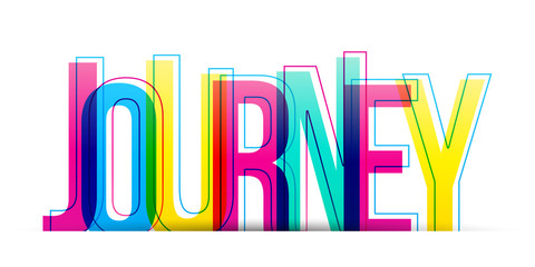 Journey colorful vector letters isolated on a white background. Banner card.