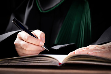 court officials: the judge, the prosecutor and the defence attorney concept