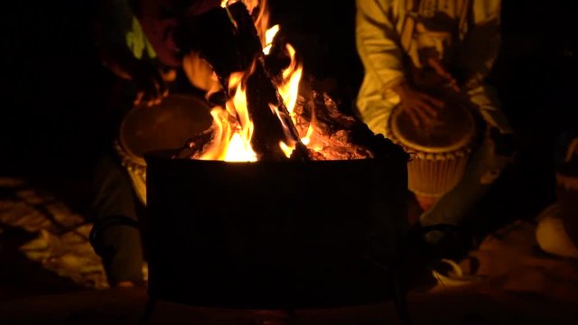 Percussionist playing bata drums in Africa