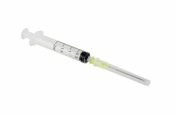 Fototapeta premium Medical syringe and needle isolated on white background