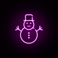 snowman neon icon. Elements of christmas set. Simple icon for websites, web design, mobile app, info graphics