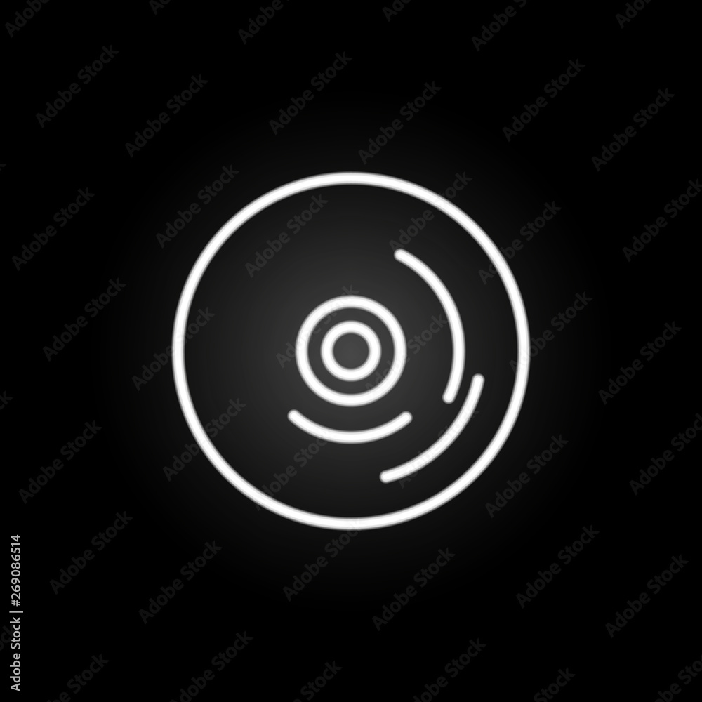 Poster cd disk neon icon. elements of computer hardware set. simple icon for websites, web design, mobile a