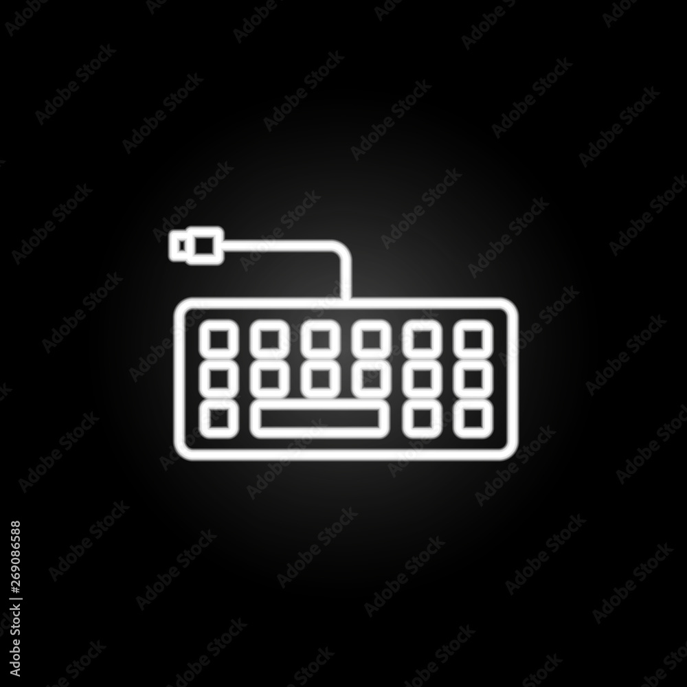 Poster keyboard neon icon. elements of computer hardware set. simple icon for websites, web design, mobile 