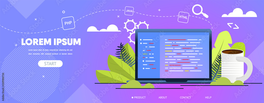 Wall mural programming, web developing company vector website