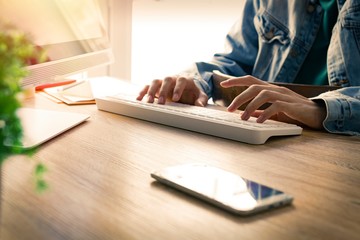 young or student typing in the computer