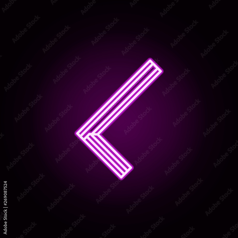 Poster triangular ruler neon icon. elements of construction tools set. simple icon for websites, web design