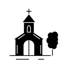 Christian church vector icon on white background