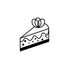 Piece of birthday cheesecake vector icon on white background