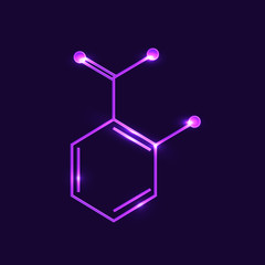Salicylic acid neon vector icon on dark background