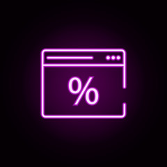 online sale browser neon icon. Elements of cyber monday set. Simple icon for websites, web design, mobile app, info graphics