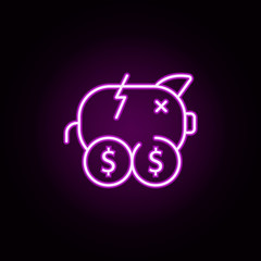 piggybank neon icon. Elements of cyber monday set. Simple icon for websites, web design, mobile app, info graphics