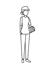 female delivery worker avatar character