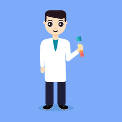 Doctor holding a test-tube with blood after separation of platelets in the centrifuge. Platelet-rich plasma composition. PRP regenerative medicine concept. Vector illustration in cartoon style.