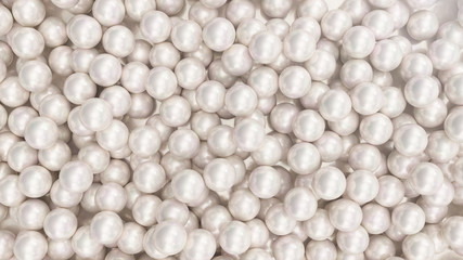 Pile of pearls. Background of the plurality of beautiful pearls. Gems, women's jewelry, nacre beads. Background For your banner, poster, logo. Beautiful shiny sea pearl. 3d rendering