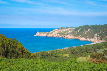 Fototapeta na wymiar Amazing views of Barayo beach near Puerto de Vega, Asturias, Spain