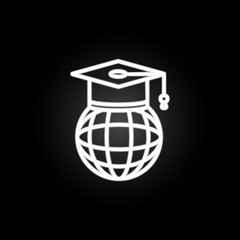 Global learning neon icon. Elements of education set. Simple icon for websites, web design, mobile app, info graphics