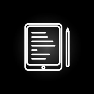 The tablet neon icon. Elements of education set. Simple icon for websites, web design, mobile app, info graphics