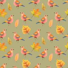 Watercolor autumn seamless pattern