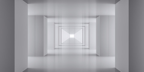 3d visualization render white corridor pillars background render