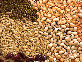 Mixed seeds, peas and pulses background