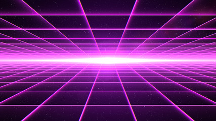 Horizontal magenta grid tunnel with light © Colin Cramm