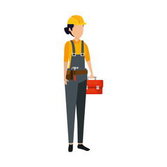 female builder worker with helmet