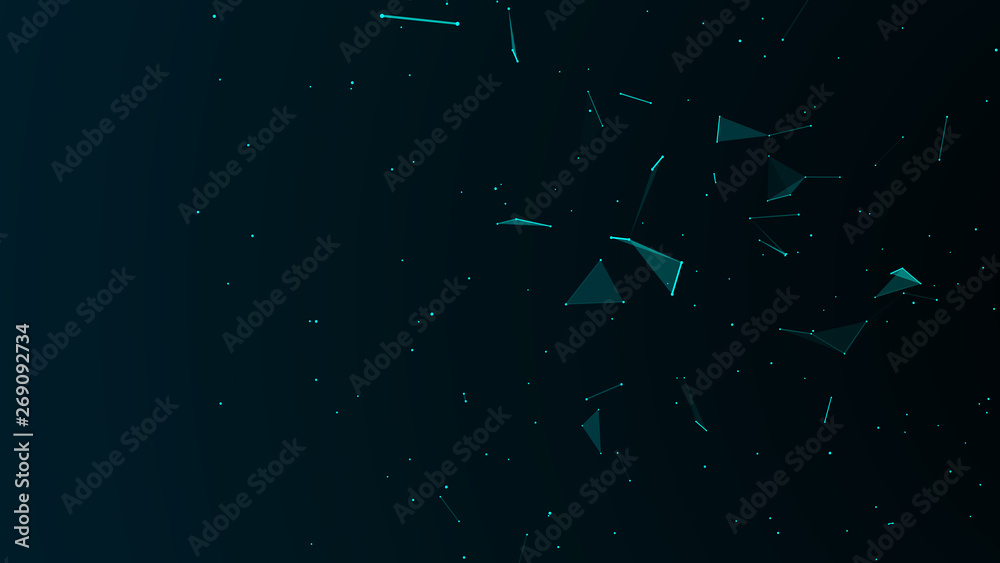 Aufkleber Abstract digital background. Cosmic particles. The effect of plexus. Big data visualization. 3d rendering