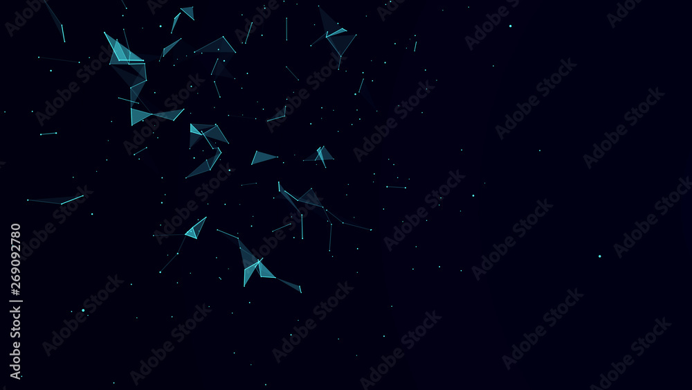 Aufkleber Abstract digital background. Cosmic particles. The effect of plexus. Big data visualization. 3d rendering