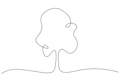 Tree silhouette line drawing vector illustration