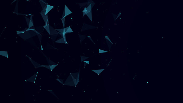 Abstract digital background. Cosmic particles. The effect of plexus. Big data visualization. 3d rendering