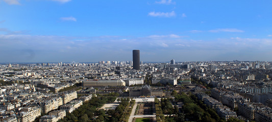 panoramic aerial view of eiffel tower in Paris