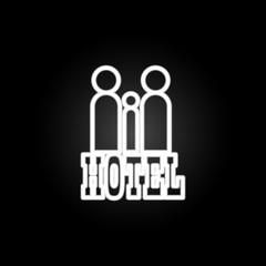 family in the hotel neon icon. Elements of hotel set. Simple icon for websites, web design, mobile app, info graphics