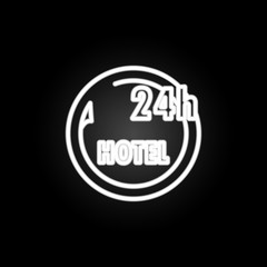 hotel logo 24 hours neon icon. Elements of hotel set. Simple icon for websites, web design, mobile app, info graphics