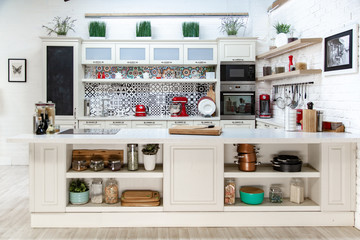 Studio style kitchen, light design, modern style, classic design