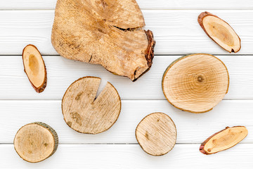 wooden stumps for blog background top view pattern