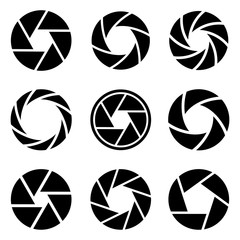 Camera shutter icons set. Vector