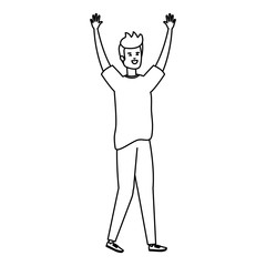 young man celebrating character