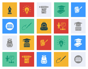 Education sign icons set - Flat education icons vector
