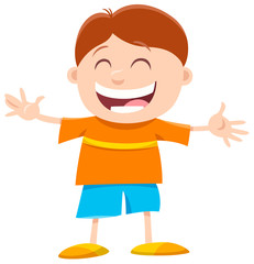 happy little boy cartoon character