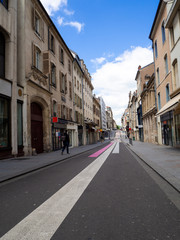 Nancy - Beautiful street in Nancy with paintings on the floor - France 