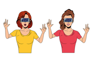 women with virtual reality headset