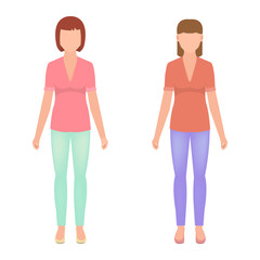 Fototapeta premium Two girls in full growth, female avatars in flat style, stylish women vector illustration