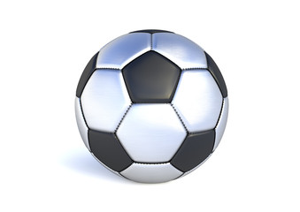 Fototapeta na wymiar Silver soccer ball on white background. 3d render illustration