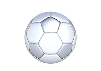 Silver soccer ball on white background. 3d render illustration