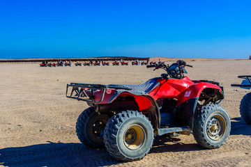 Quad bike in Arabian desert not far from the Hurghada city, Egypt