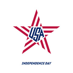 Fototapeta premium Happy Independence Day. Star made of USA national flag colors and symbols. Vector illustration for 4th july.