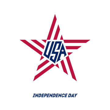 Happy Independence Day. Star made of USA national flag colors and symbols. Vector illustration for 4th july.