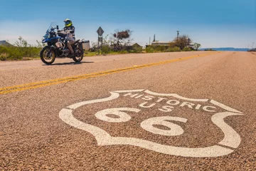 Tuinposter Motorcycle on Route 66 © Wayne Stadler Photo