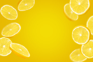 Slices of lemon fruit background