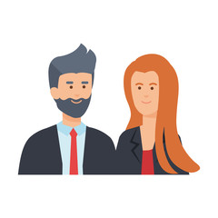 young business couple avatars characters